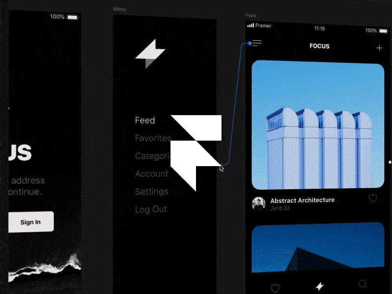 Animated GIF of Framer X in action.