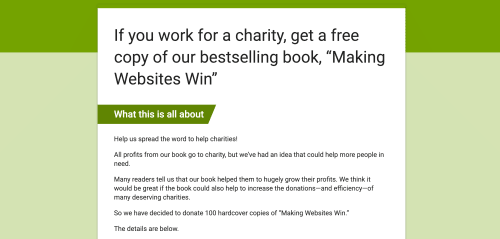 Screenshot of the form for getting a free copy of our book.