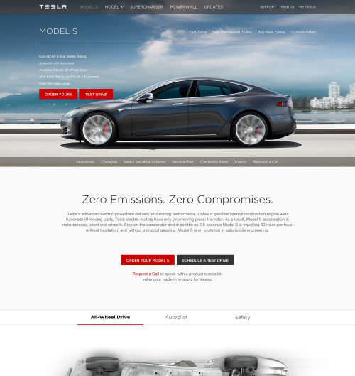 Tesla’s Model S page