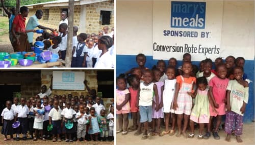 Recipients of Mary’s Meals support.