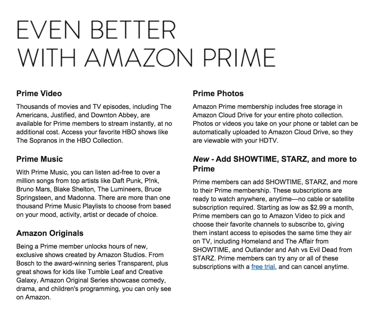 Amazon Prime’s benefits