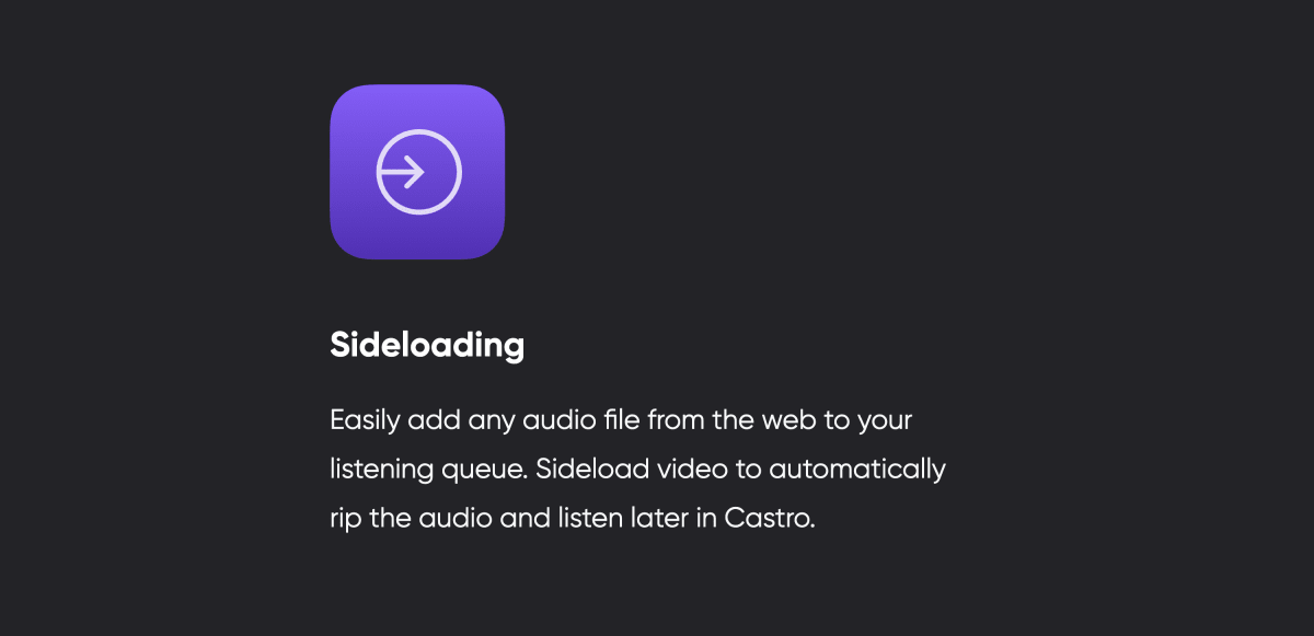 Castro’s sideloading feature