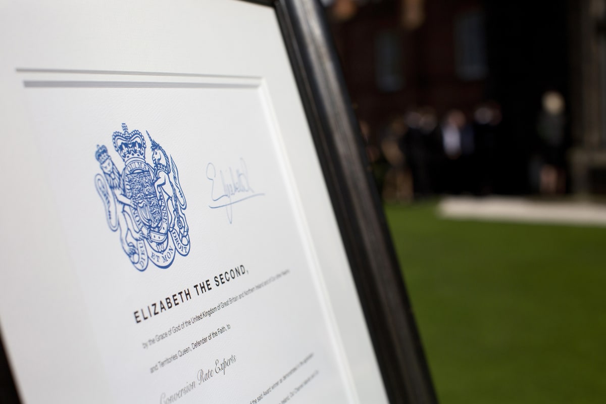 Our Queen’s Award certificate signed by Her Majesty The Queen