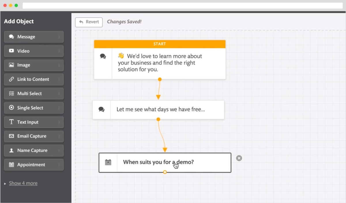 Screenshot of Continually’s chatbot builder.