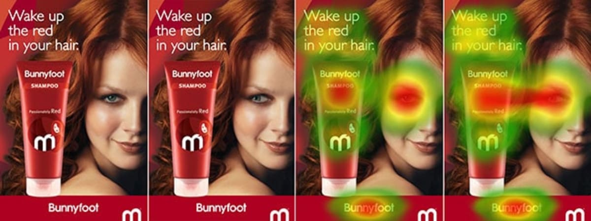 An example of how tweaks to an ad for shampoo influenced what the users looked at.