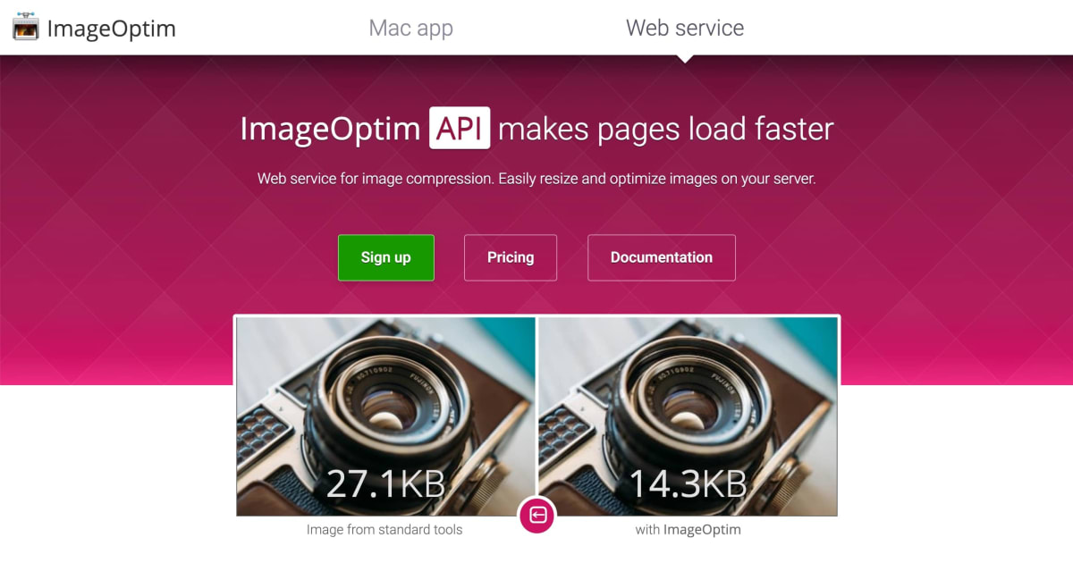 Screenshot of ImageOptim’s homepage.