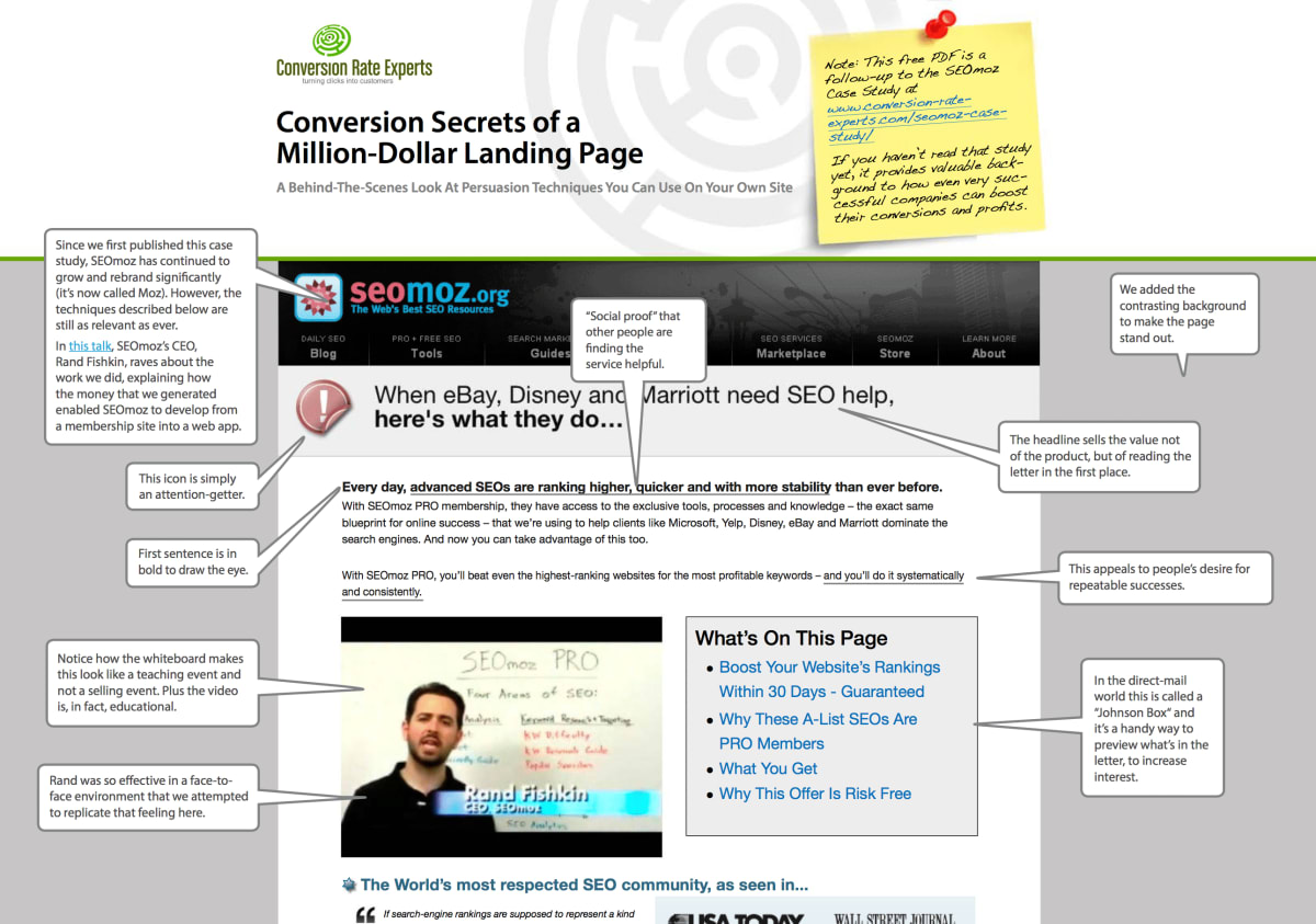 This is an excerpt from our PDF, Conversion Secrets of a Million-Dollar Landing Page