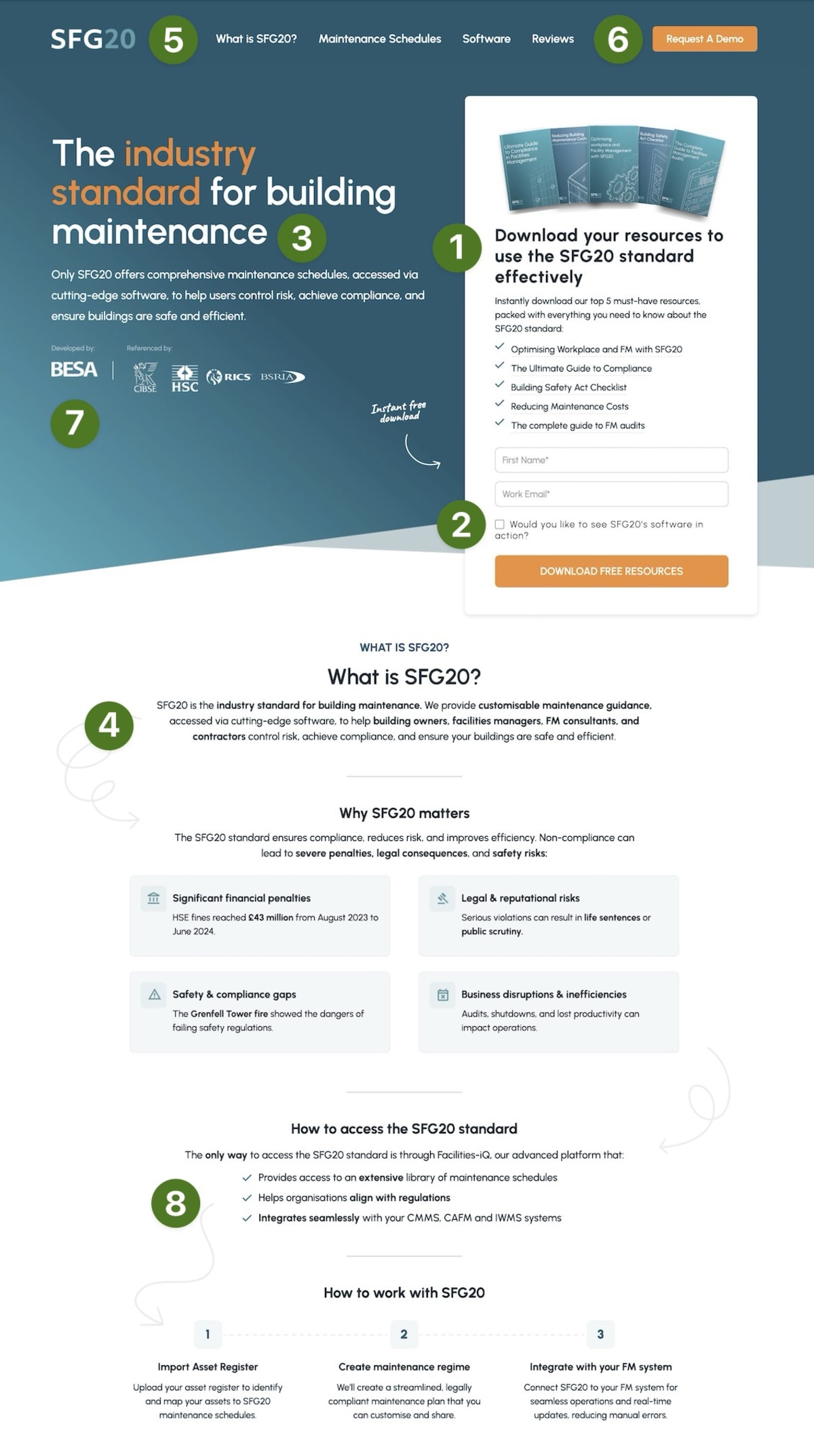 The variation landing page with the features listed above.