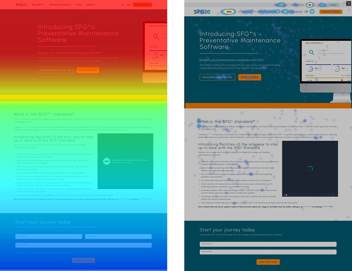 The images show that users weren’t scrolling down the page, but we’re using the menu to move to other pages in the site.