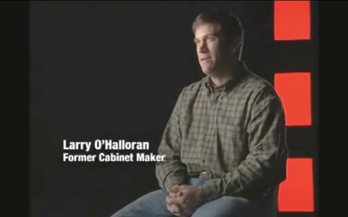 Still of the Sawstop video featuring Larry O’Halloran.
