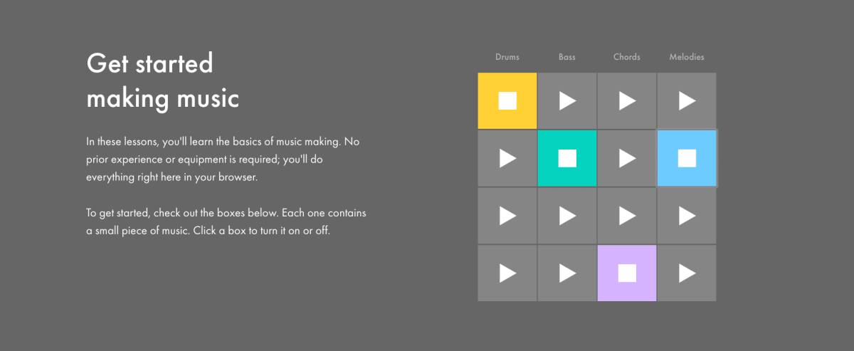 Screenshot of Ableton’s guide to music