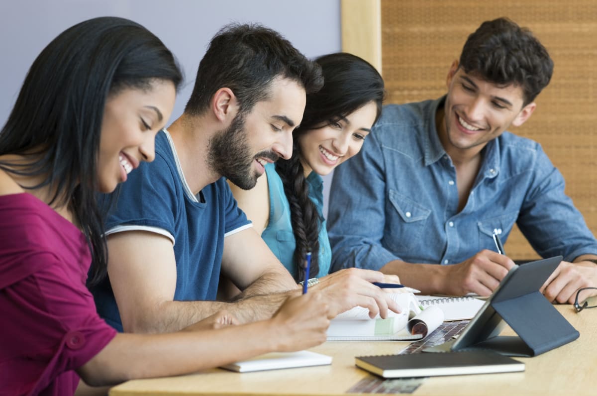 Students doing homework