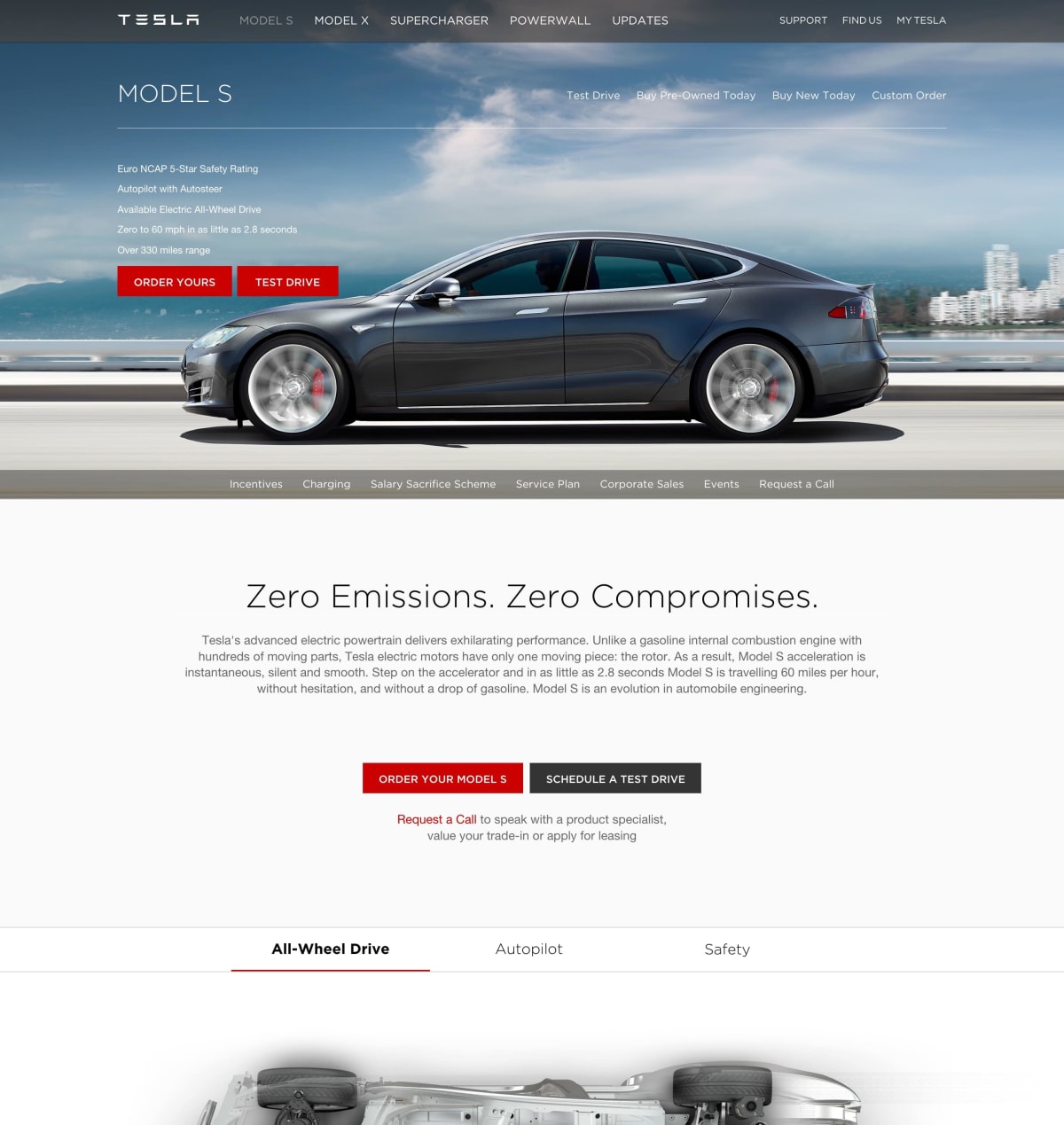 Tesla’s Model S page