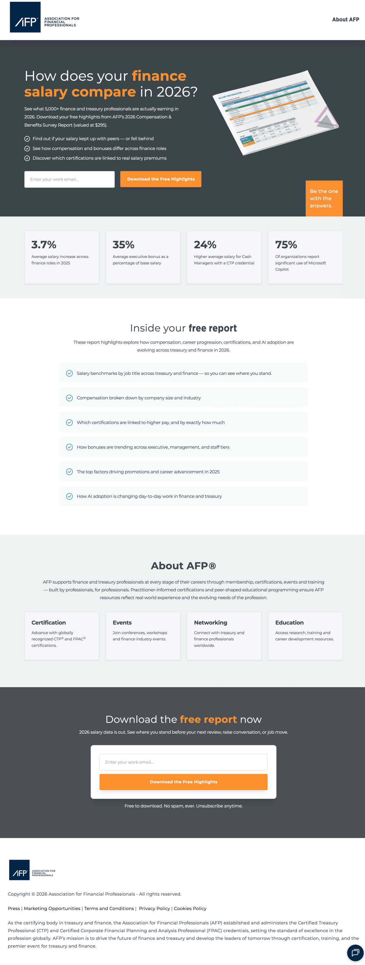 The new landing page with a more focused offer