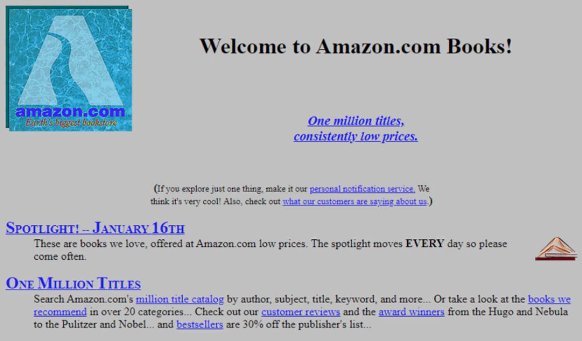 A screenshot of an early Amazon.com homepage.