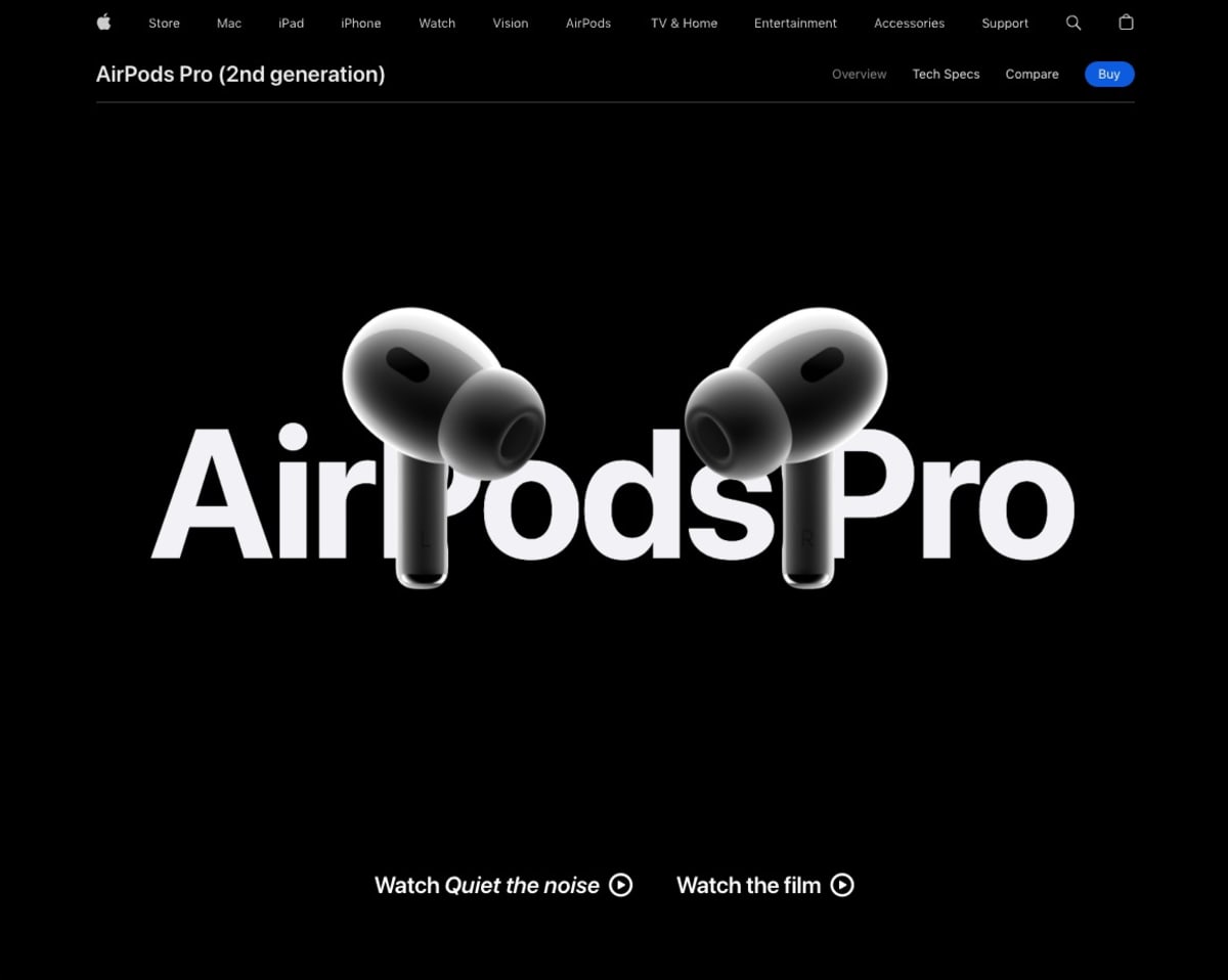 The top of the Apple Airpods sales page.