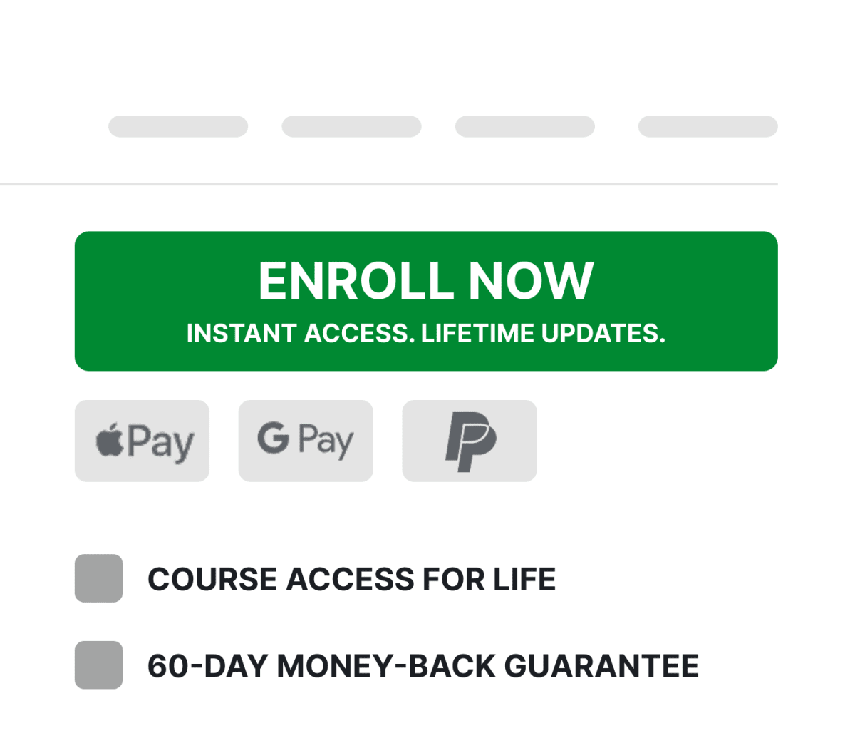 Variation 1: The Enroll Now button with value reminder microcopy added below the label.
