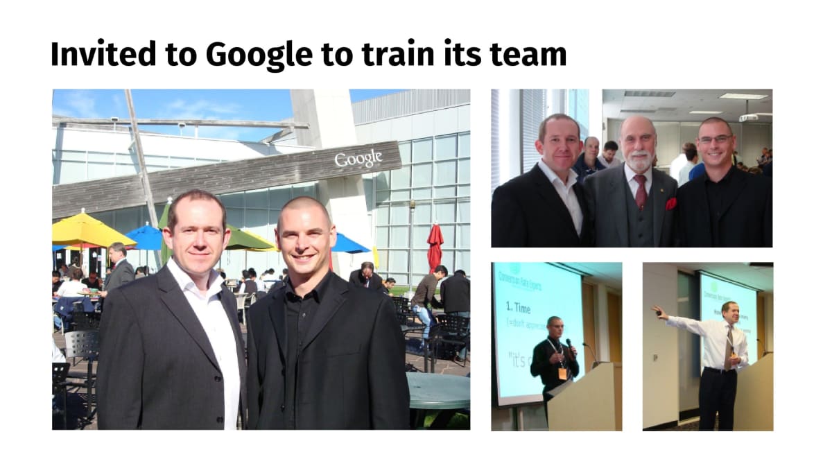 Photos of when we were invited to Google to train its team