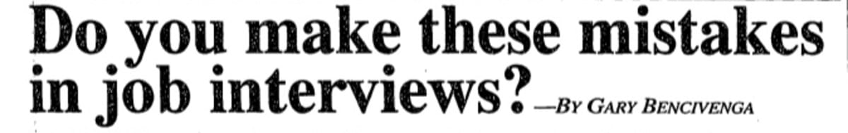 Headline: Do you make these mistakes in job interviews?