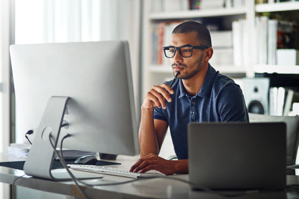 A person working in their home office.