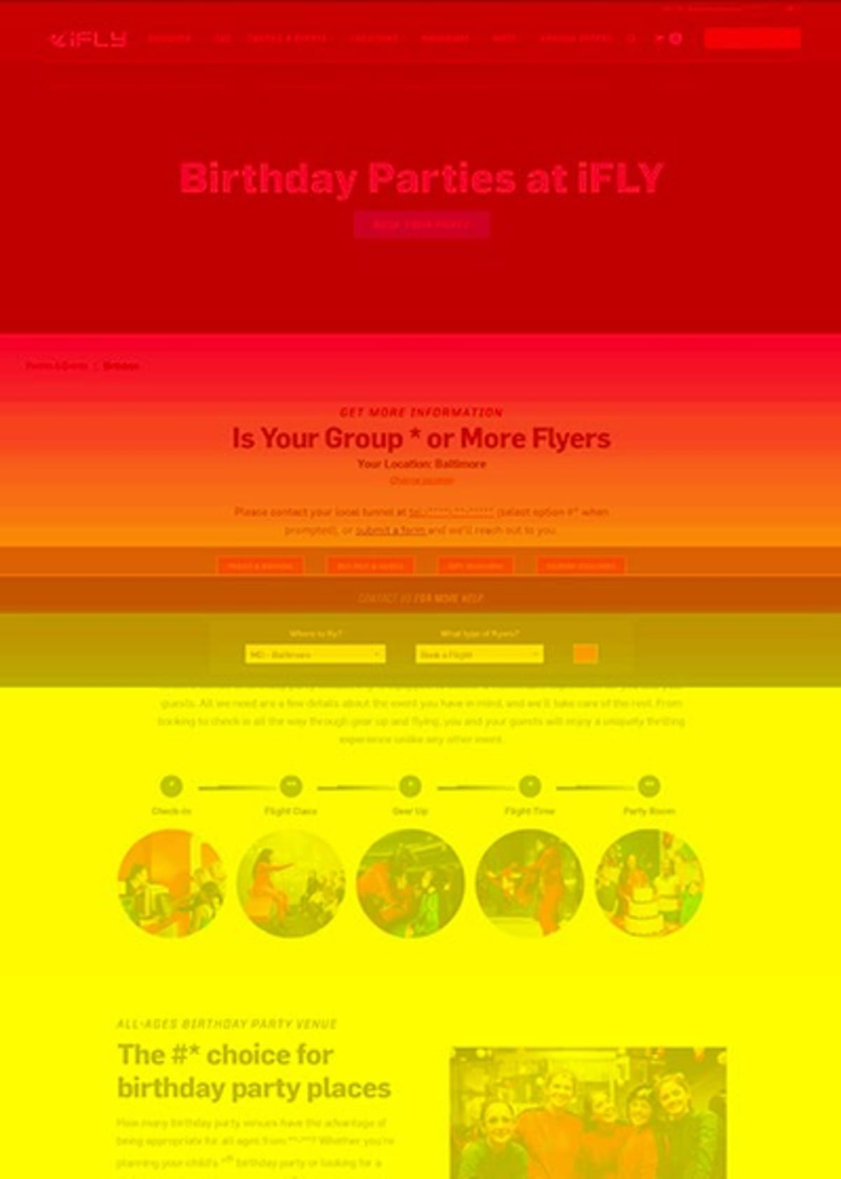 The heatmap shows the long page getting colder and colder.