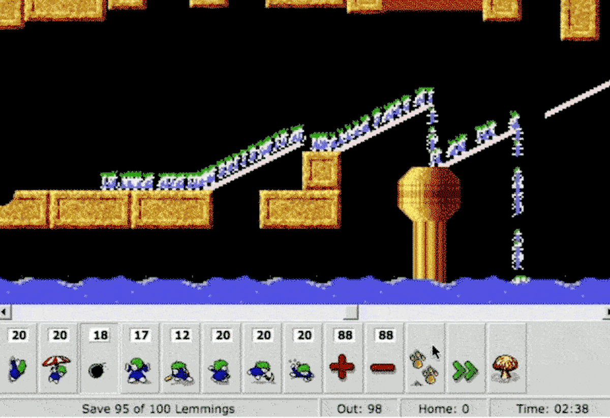An animated gif of the Lemmings in action.