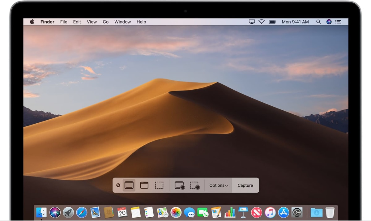 Not easy to get: A screenshot of macOS Mojave’s screenshot tool.