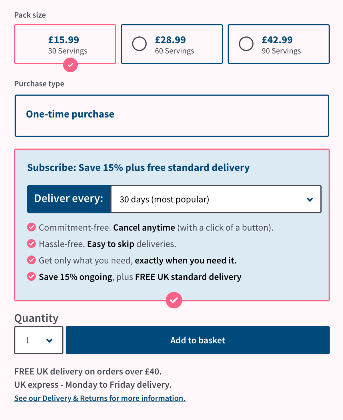 A screenshot of the variation with four additional bullets beneath the subscription pricing.