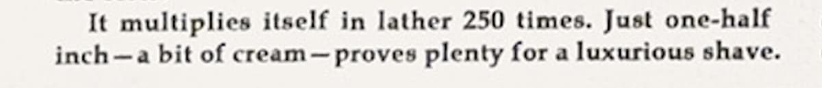 Close-up of the Palmolive ad copy about abundant lather.