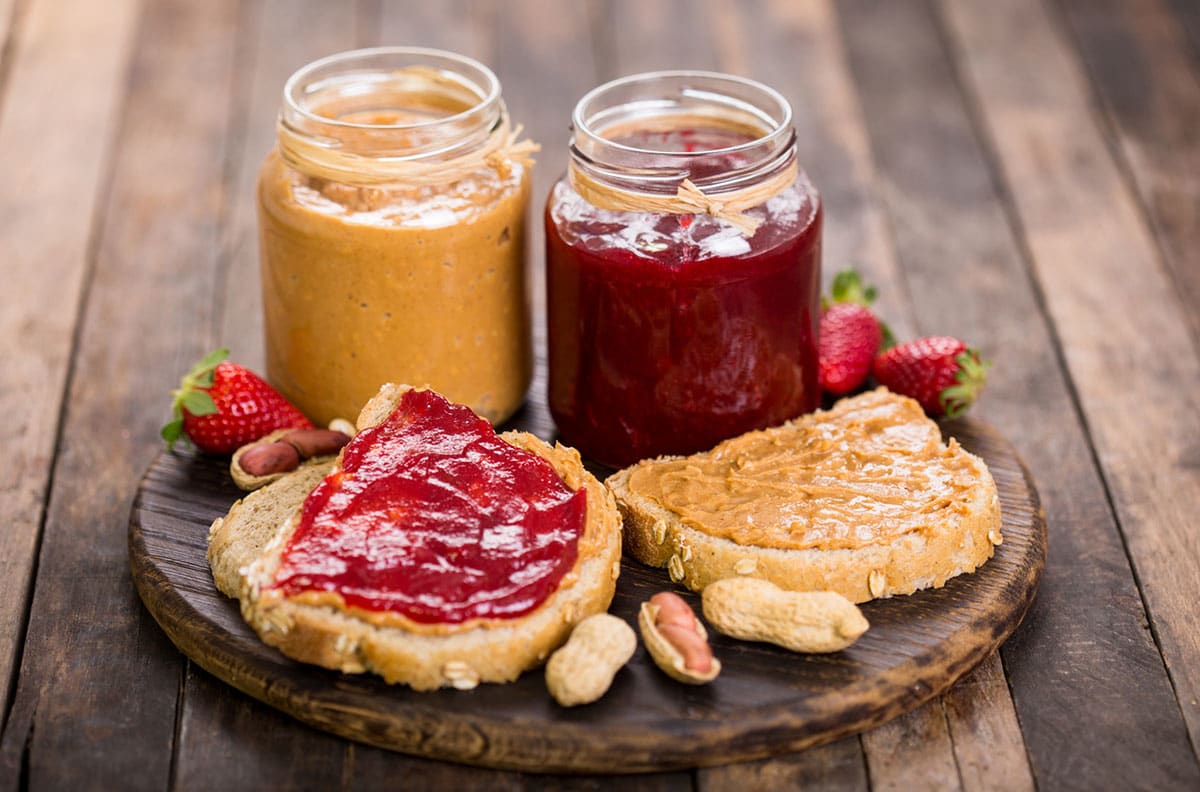 A peanut butter and jelly sandwich.