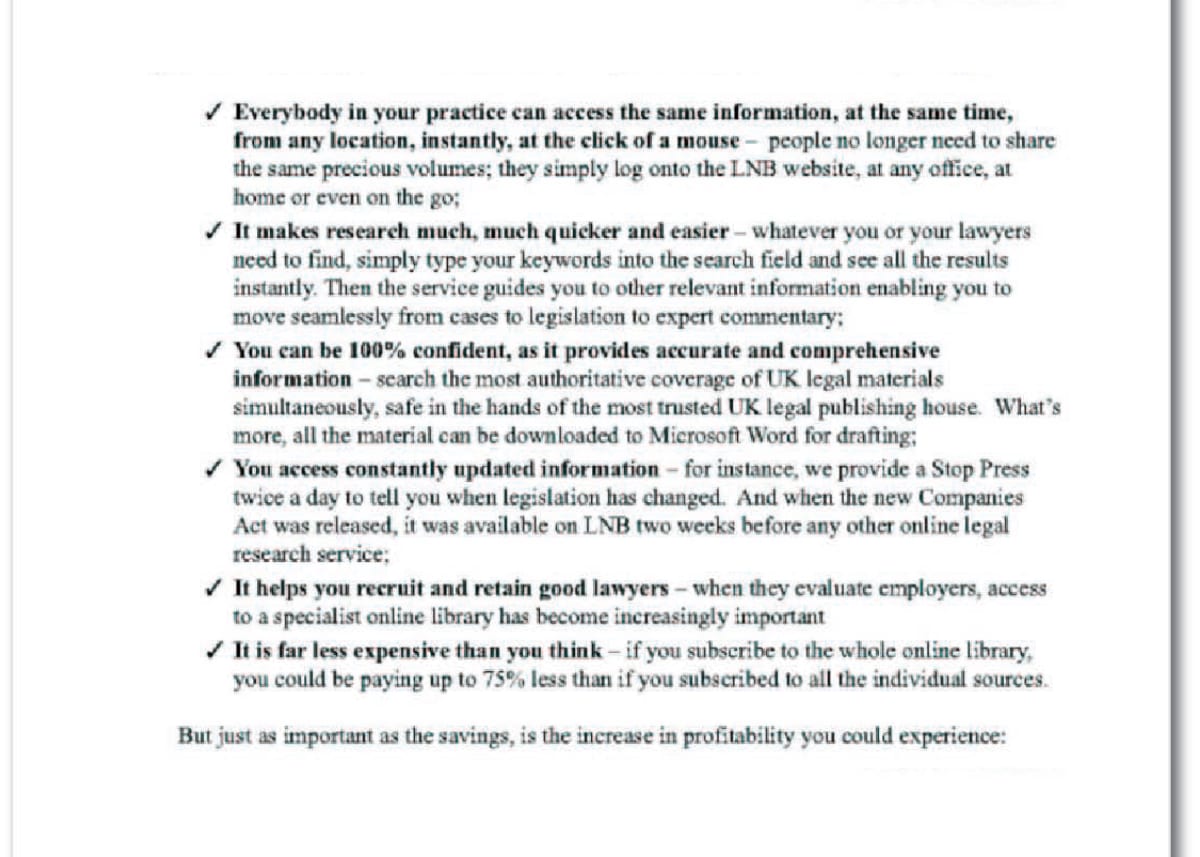 Here’s a screenshot showing that though the letter targets highly educated individuals, it still follows many classic copywriting guidelines, such as keeping paragraphs short and bolding the most important ideas.