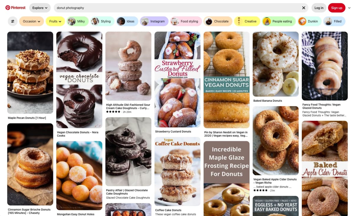 A Pinterest overflowing with donuts.