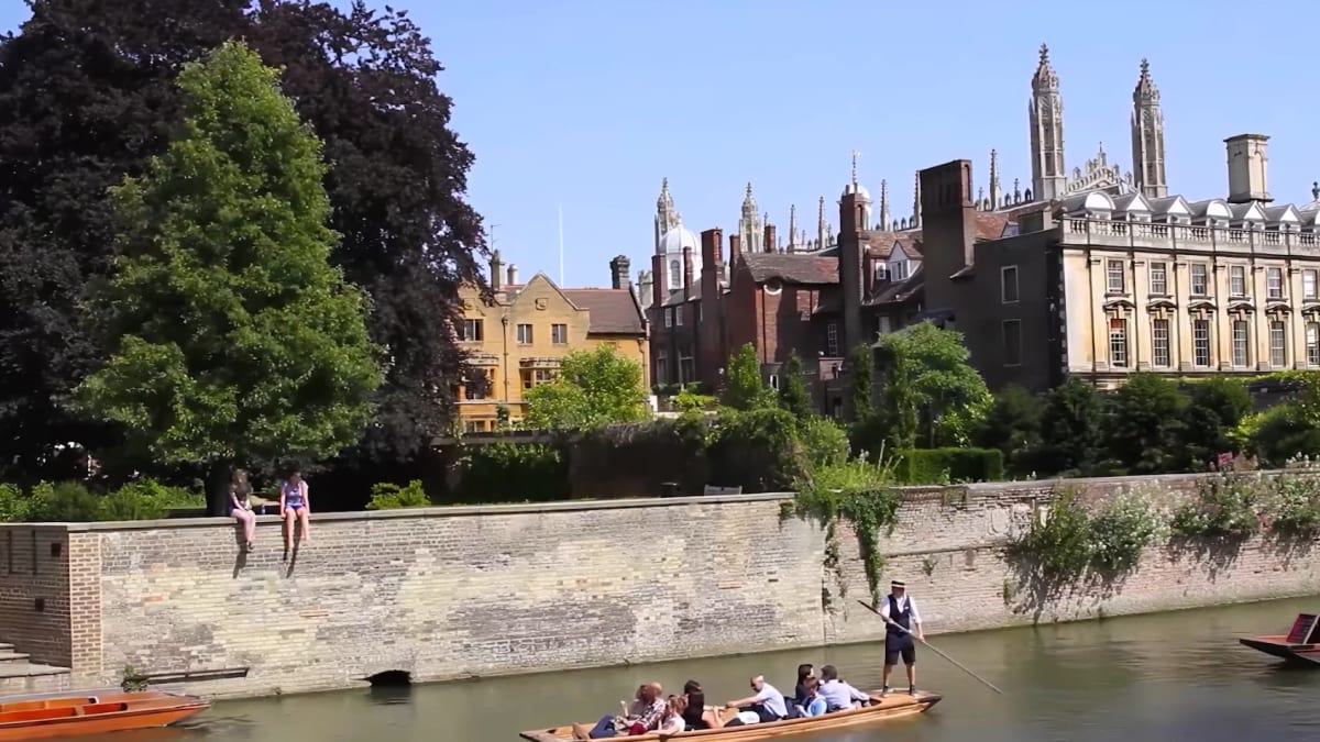 Students punting on the River Cam.