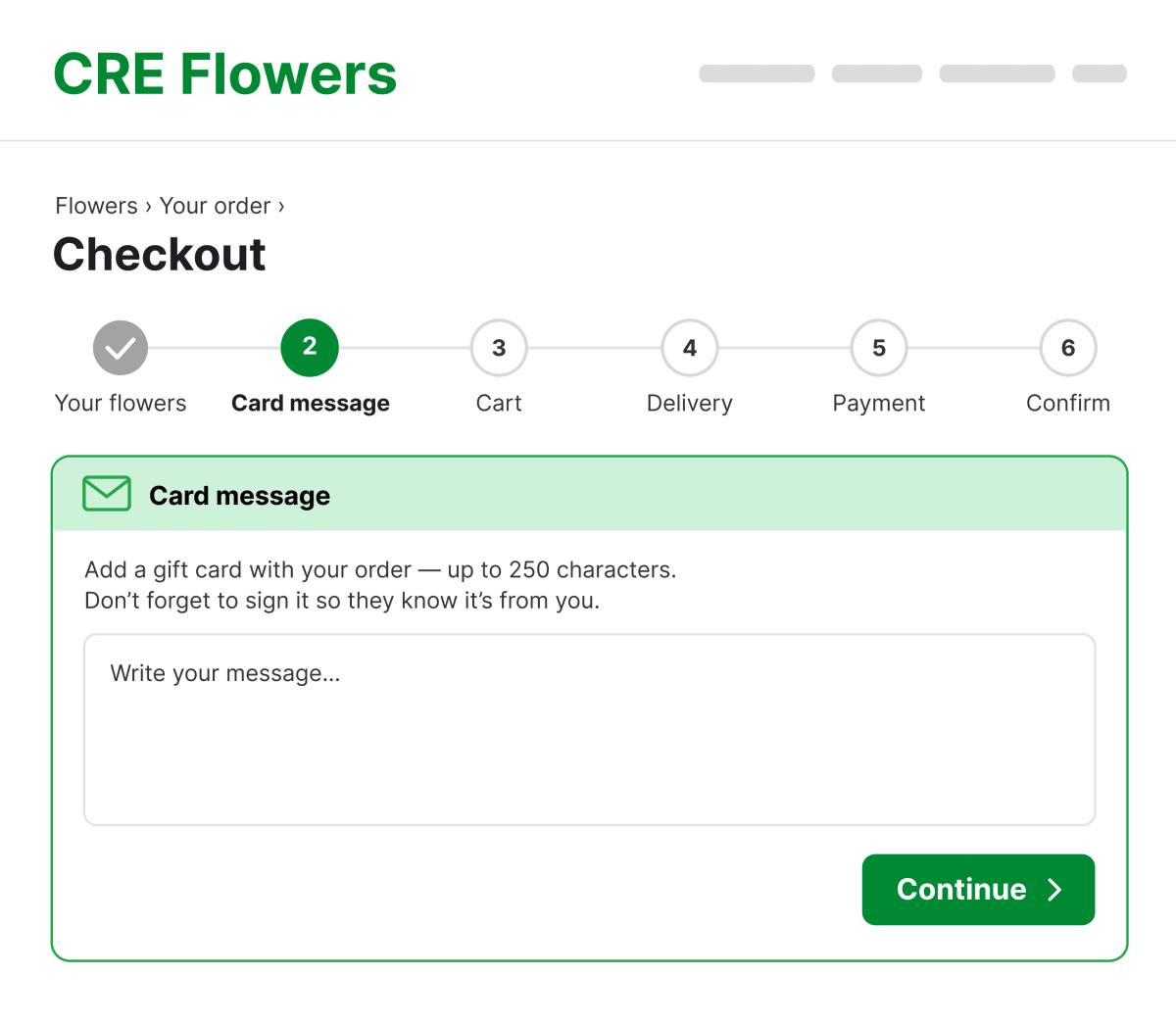 The variation checkout flow.
