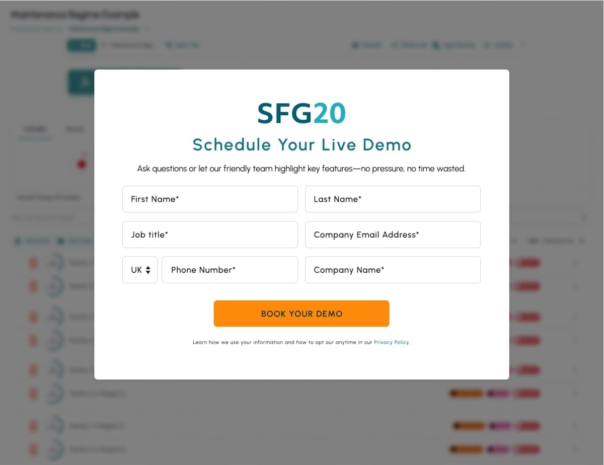 A screenshot of the Variation page, which shows a much smaller form that is styled as a modal, and is sitting over a blurred image of application interface.