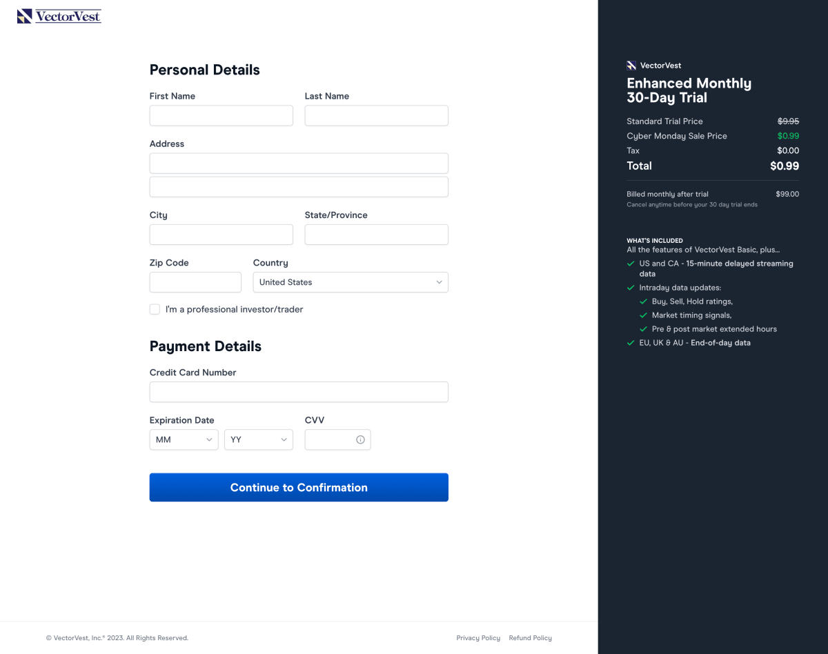The image shows step 3 of the original three-screen signup process.