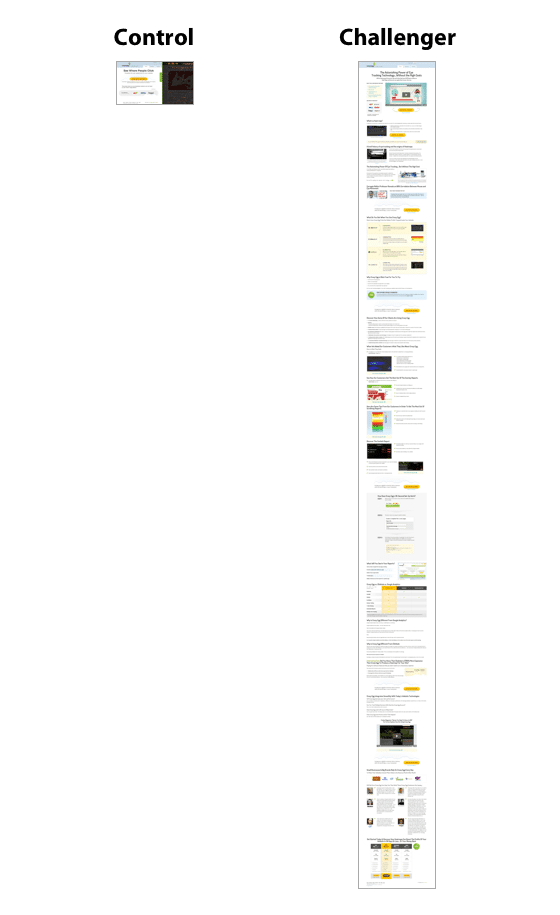 Crazy Egg’s challenger homepage.