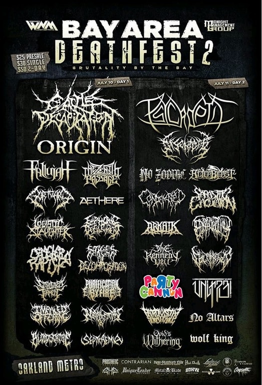 Party Cannon on the Bay Area Deathfest poster.