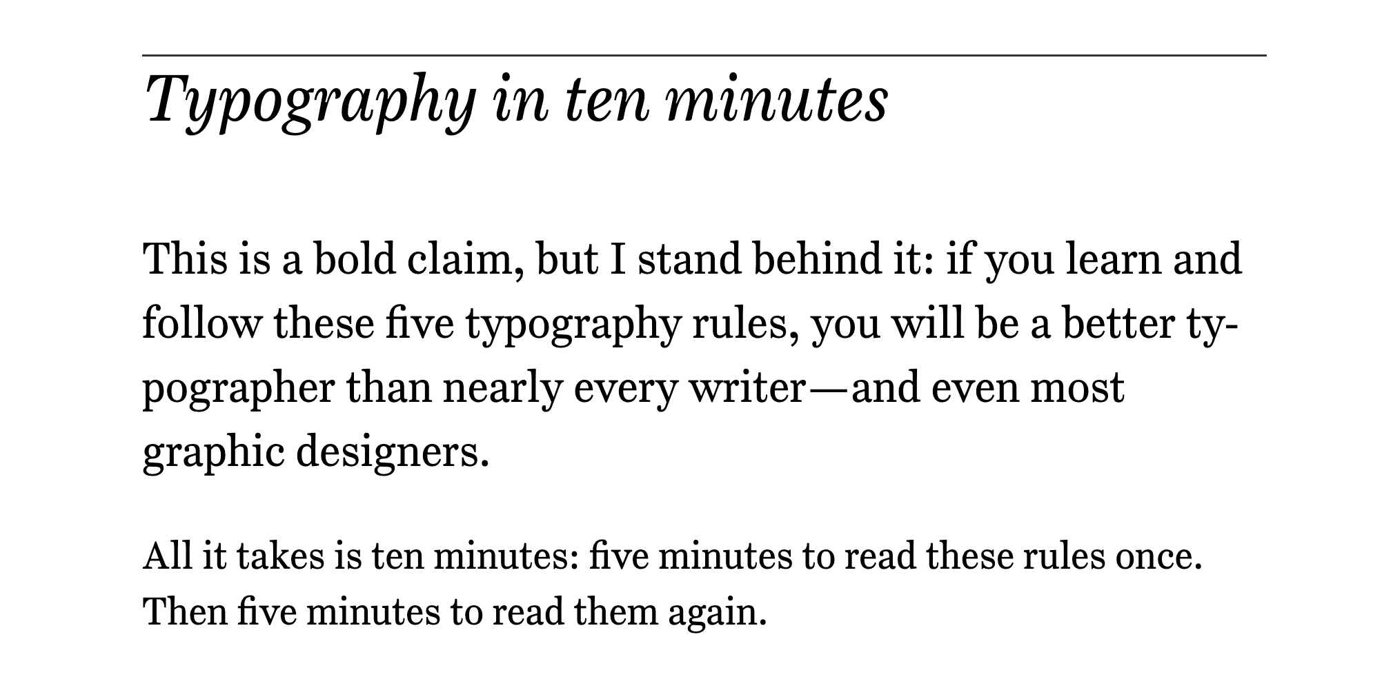 A screenshot of typography in ten minutes