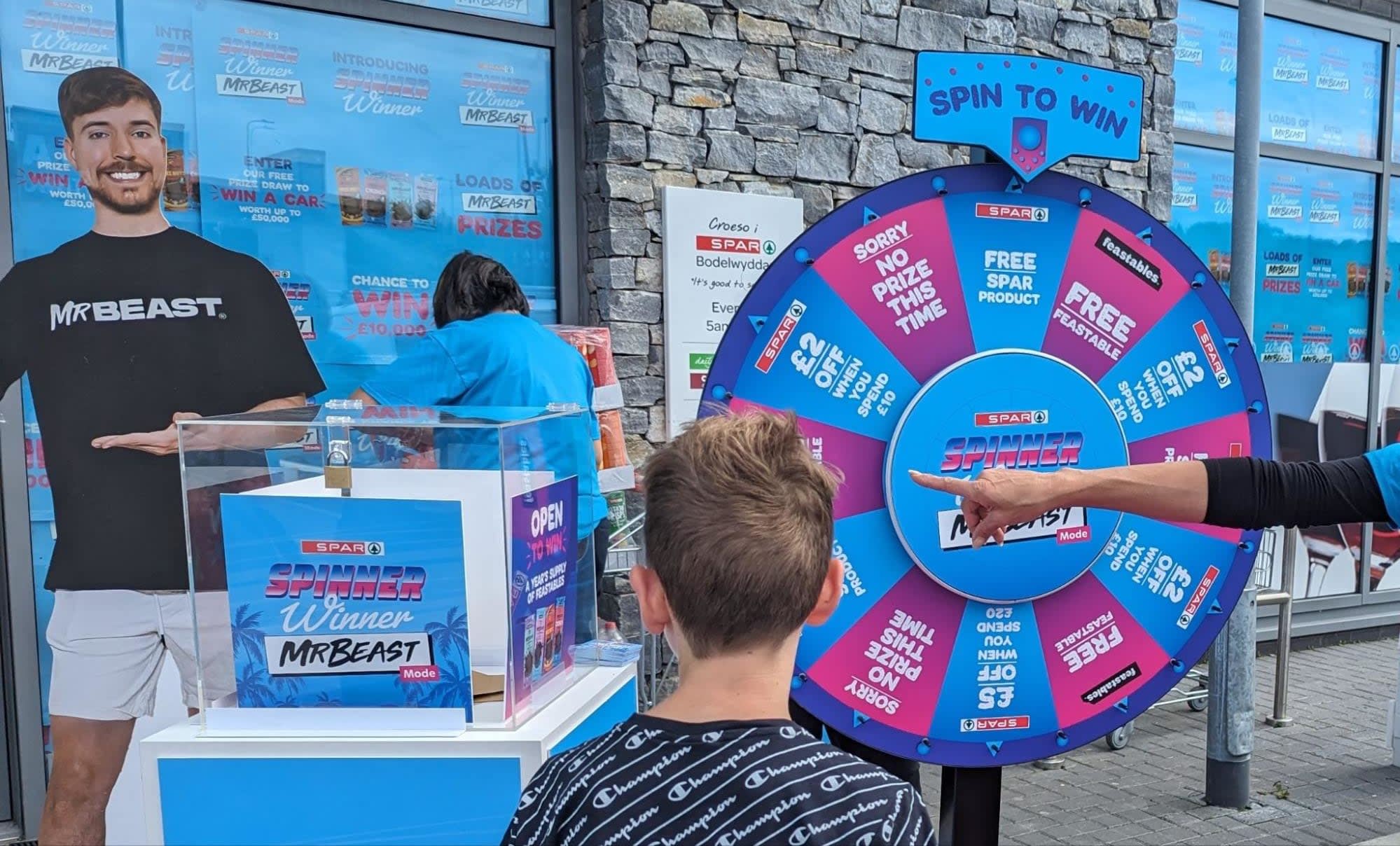 A photo of MrBeast’s Spinner Winner competition to promote his new chocolate range.