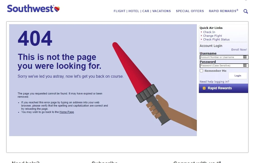 Example of 404 page