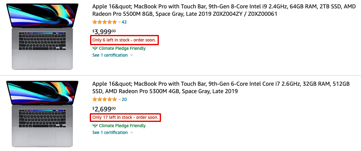 Limited-stock nudge