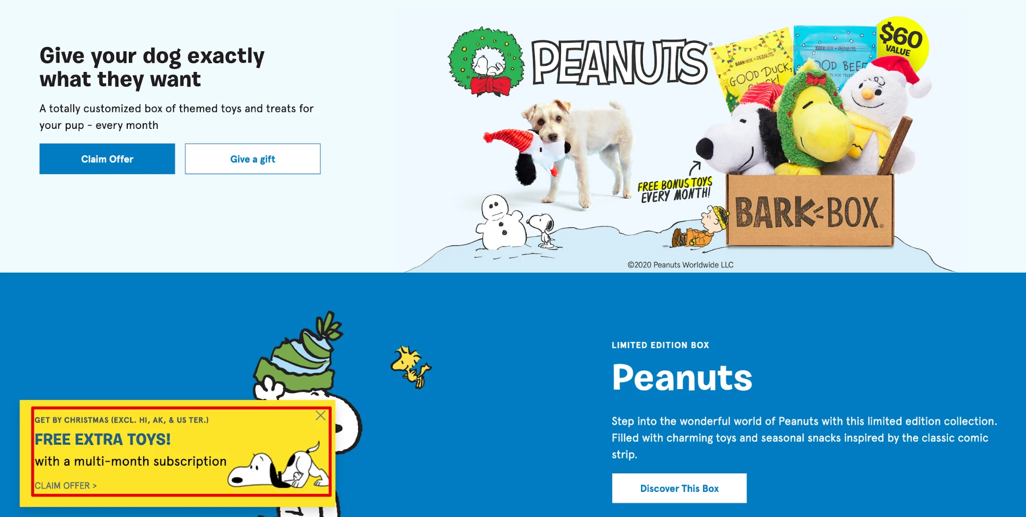 Example showcasing a free deal