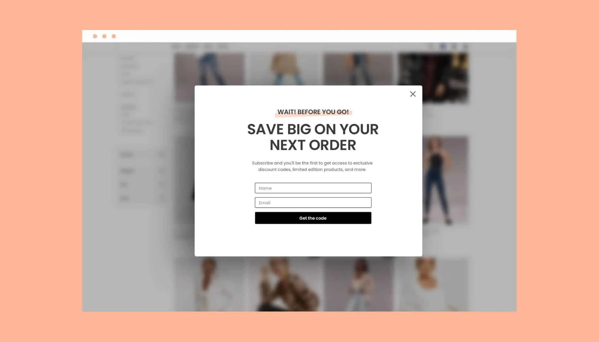 Example of smart popup personalization