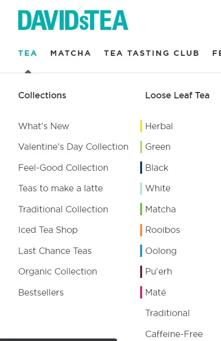 Example of a new arrivals section