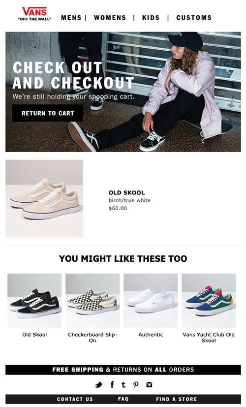 Cart recovery email example