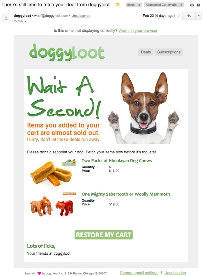 Email marketing example