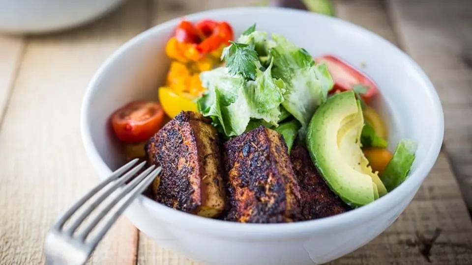Vegan Caesar salad with Cajun Tofu recipe image