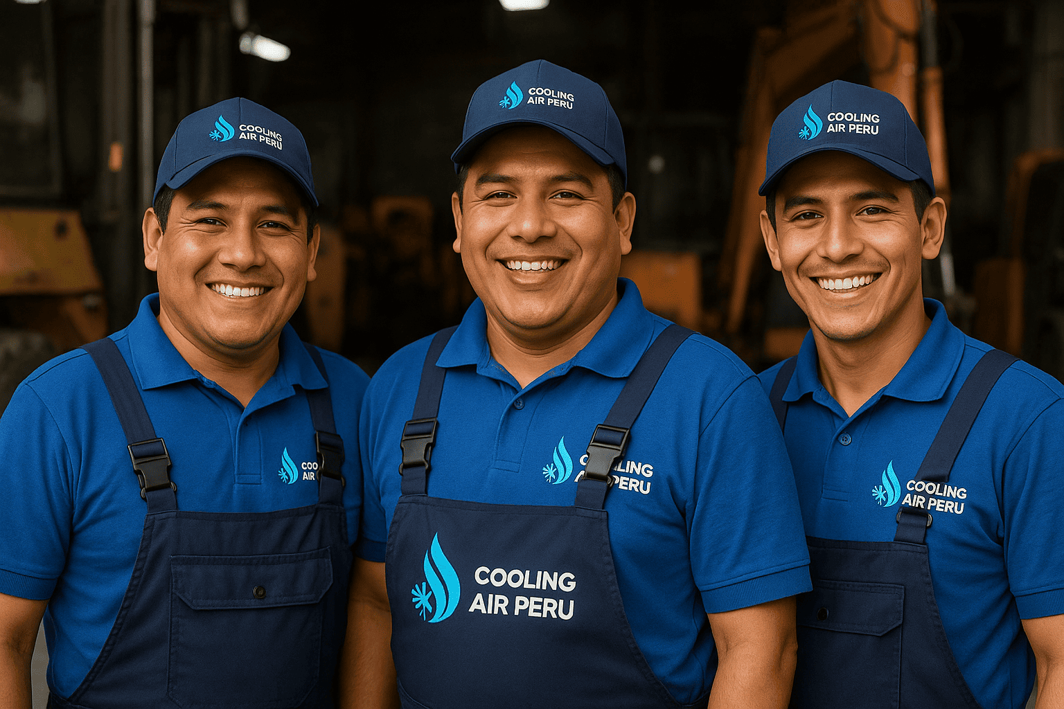 tres tecnicos sonriendo de cooling air peru 