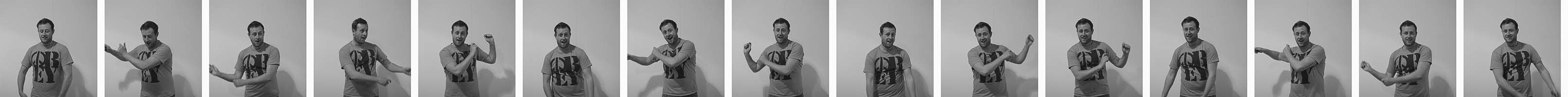 An animated image of Chris Tough imitating their project Osciller